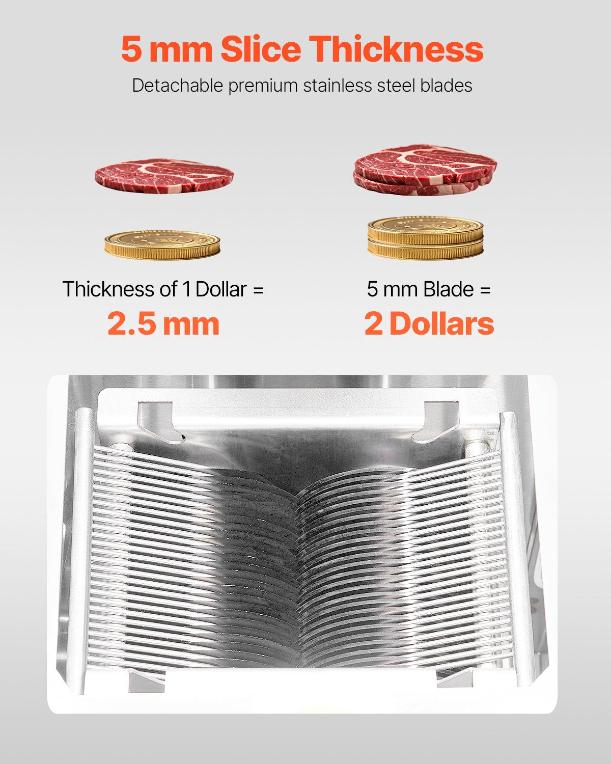 VEVOR Electric Meat Cutter Machine 1100W Commercial Meat Slicer Cutting Machine