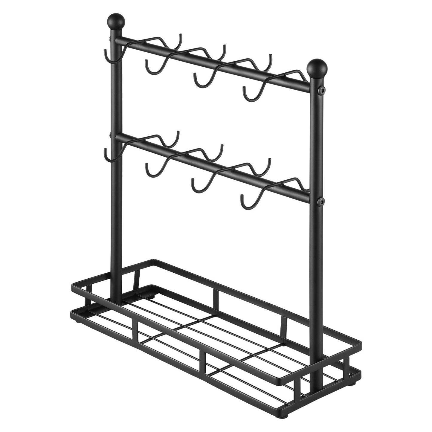 VEVOR Coffee Mug Holder for Countertop 16 Hooks Cup Rack with Storage Base