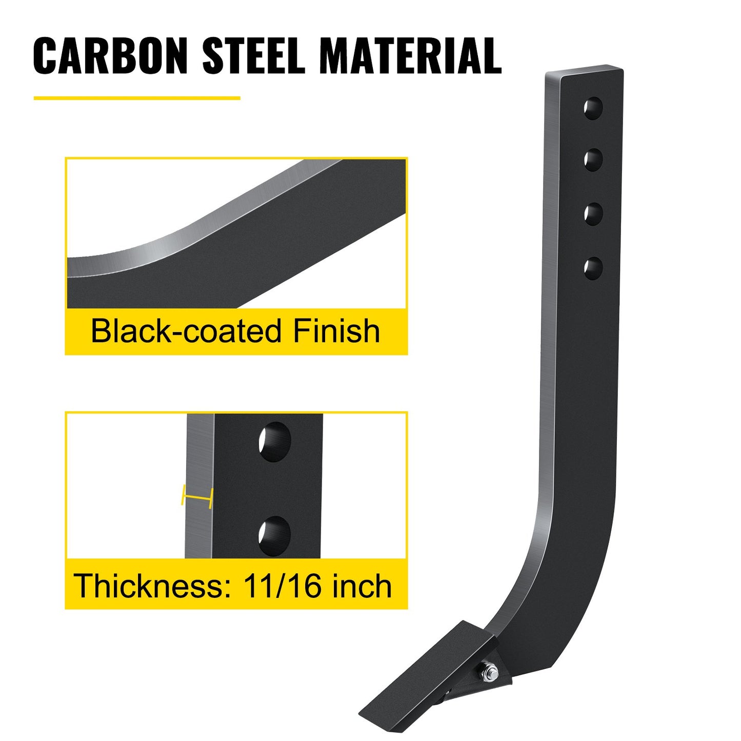 VEVOR Box Blade Shank, 46.6 cm Scarifier Shank, 4 Holes Box Scraper Shank, Ripper Shank with Removable Tapered Teeth and Pins, Adjustable Shanks Assembly for Replacement, Digging, Plowing, 6PCS