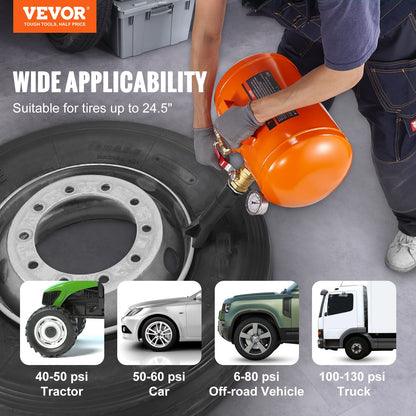 VEVOR Tire Bead Seater, 5 Gal/19L Air Tire Bead Blaster with Pressure Gauge & Handle, 145 PSI Seating Tool Inflator Tank, 85-116 PSI Operating Pressure for Car Truck ATV