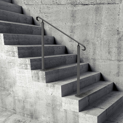 VEVOR Handrails for Outdoor Steps, Fit 1-3 Steps Wrought Iron Handrail, Outdoor Stair Railing, Adjustable Front Porch Hand Rail, Black Transitional Hand railings for Concrete Steps or Wooden Stairs
