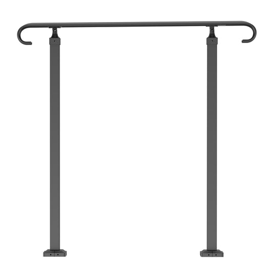VEVOR Handrails for Outdoor Steps, Fit 1-3 Steps Outdoor Stair Railing, Wrought Iron Handrail, Adjustable Front Porch Hand Rail, Black Transitional Hand railings for Concrete Steps or Wooden Stairs