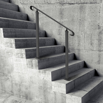 VEVOR Handrails for Outdoor Steps, Fit 1-3 Steps Outdoor Stair Railing, Wrought Iron Handrail, Adjustable Front Porch Hand Rail, Black Transitional Hand railings for Concrete Steps or Wooden Stairs