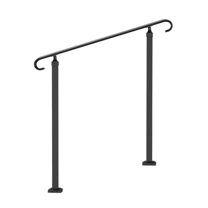 VEVOR Handrails for Outdoor Steps, Fit 1-3 Steps Outdoor Stair Railing, Wrought Iron Handrail, Adjustable Front Porch Hand Rail, Black Transitional Hand railings for Concrete Steps or Wooden Stairs