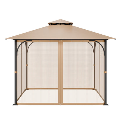 Gazebo Netting Replacement, Fit Most 10 x 10 x 7 FT Gazebo Curtain, Outdoor Garden Net, 4-Panel Sidewall Mesh Net, Patio Midge Netting with Double Zipper, Canopy Screen (Netting Only)