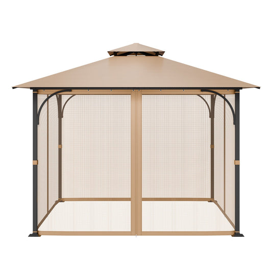 Gazebo Netting Replacement, Fit Most 10 x 10 x 7 FT Gazebo Curtain, Outdoor Garden Net, 4-Panel Sidewall Mesh Net, Patio Midge Netting with Double Zipper, Canopy Screen (Netting Only)