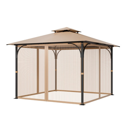 Gazebo Netting Replacement, Fit Most 10 x 10 x 7 FT Gazebo Curtain, Outdoor Garden Net, 4-Panel Sidewall Mesh Net, Patio Midge Netting with Double Zipper, Canopy Screen (Netting Only)