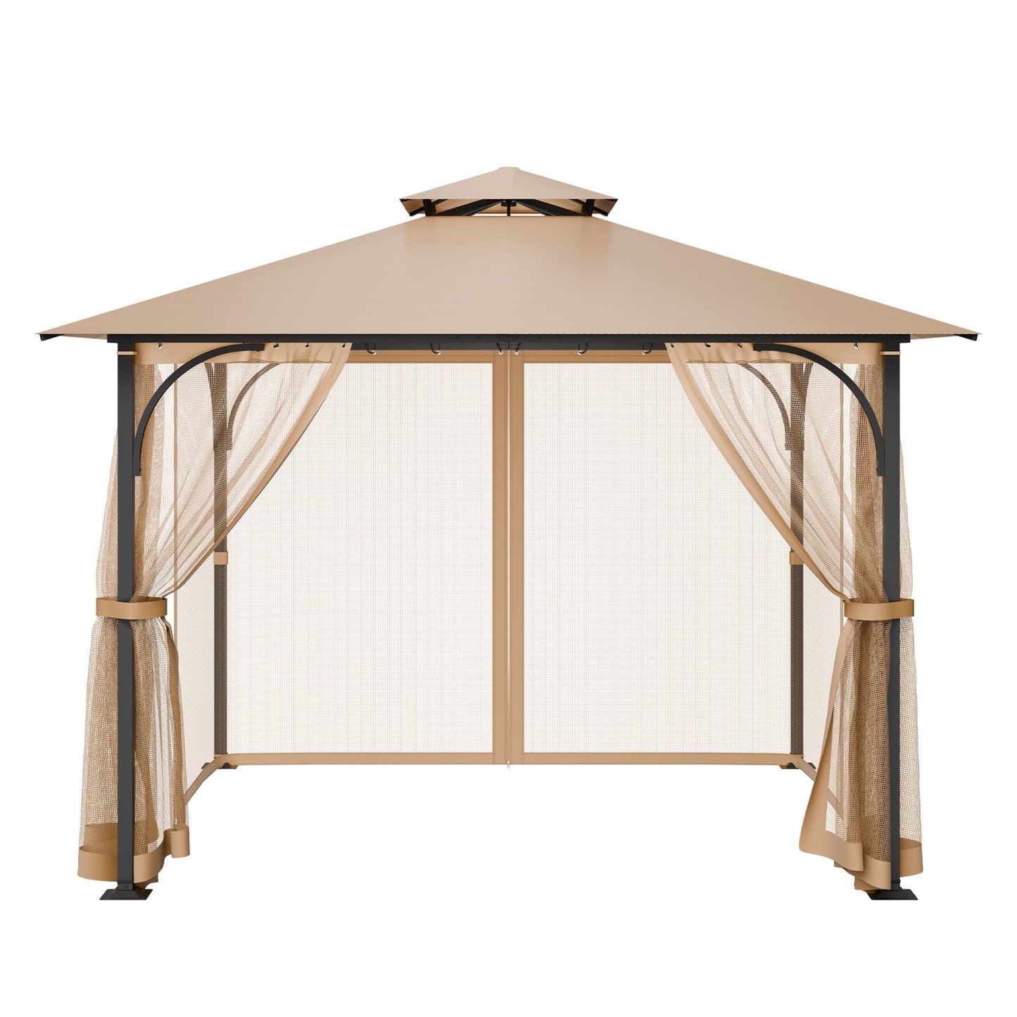 Gazebo Netting Replacement, Fit Most 10 x 10 x 7 FT Gazebo Curtain, Outdoor Garden Net, 4-Panel Sidewall Mesh Net, Patio Midge Netting with Double Zipper, Canopy Screen (Netting Only)