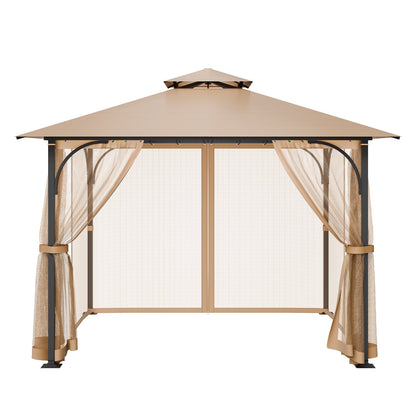 Gazebo Netting Replacement, Fit Most 10 x 10 x 7 FT Gazebo Curtain, Outdoor Garden Net, 4-Panel Sidewall Mesh Net, Patio Midge Netting with Double Zipper, Canopy Screen (Netting Only)