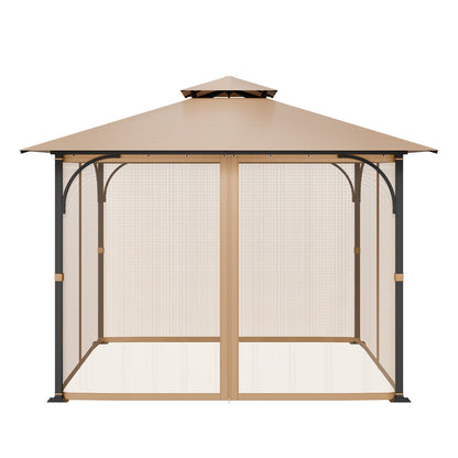 Gazebo Netting Replacement, Fit Most 10 x 10 x 7 FT Gazebo Curtain, Outdoor Garden Net, 4-Panel Sidewall Mesh Net, Patio Midge Netting with Double Zipper, Canopy Screen (Netting Only)