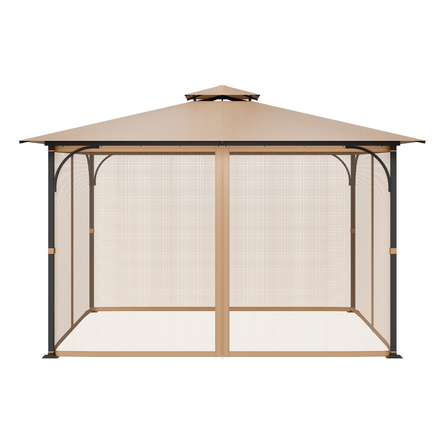 Gazebo Netting Replacement, Fit Most 10 x 12 x 7.3 FT Gazebo, Outdoor Garden Gazebo Net, 4-Panel Sidewall Mesh Gazebo Curtain, Patio Midge Netting with Double Zipper, Canopy Screen (Netting Only)