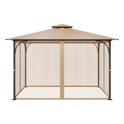 Gazebo Netting Replacement, Fit Most 10 x 12 x 7.3 FT Gazebo, Outdoor Garden Gazebo Net, 4-Panel Sidewall Mesh Gazebo Curtain, Patio Midge Netting with Double Zipper, Canopy Screen (Netting Only)