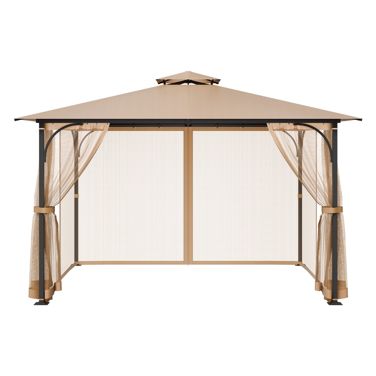 Gazebo Netting Replacement, Fit Most 10 x 12 x 7.3 FT Gazebo, Outdoor Garden Gazebo Net, 4-Panel Sidewall Mesh Gazebo Curtain, Patio Midge Netting with Double Zipper, Canopy Screen (Netting Only)
