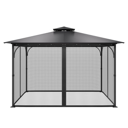 Gazebo Netting Replacement, Fit Most 12 x 12 x 7.5 FT Gazebo Curtain, Outdoor Garden Net, 4-Panel Sidewall Mesh Net, Patio Midge Netting with Double Zipper, Canopy Screen (Netting Only)