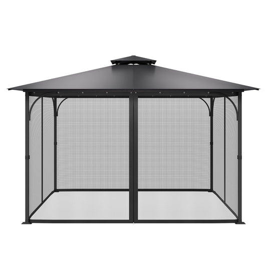 Gazebo Netting Replacement, Fit Most 12 x 12 x 7.5 FT Gazebo Curtain, Outdoor Garden Net, 4-Panel Sidewall Mesh Net, Patio Midge Netting with Double Zipper, Canopy Screen (Netting Only)