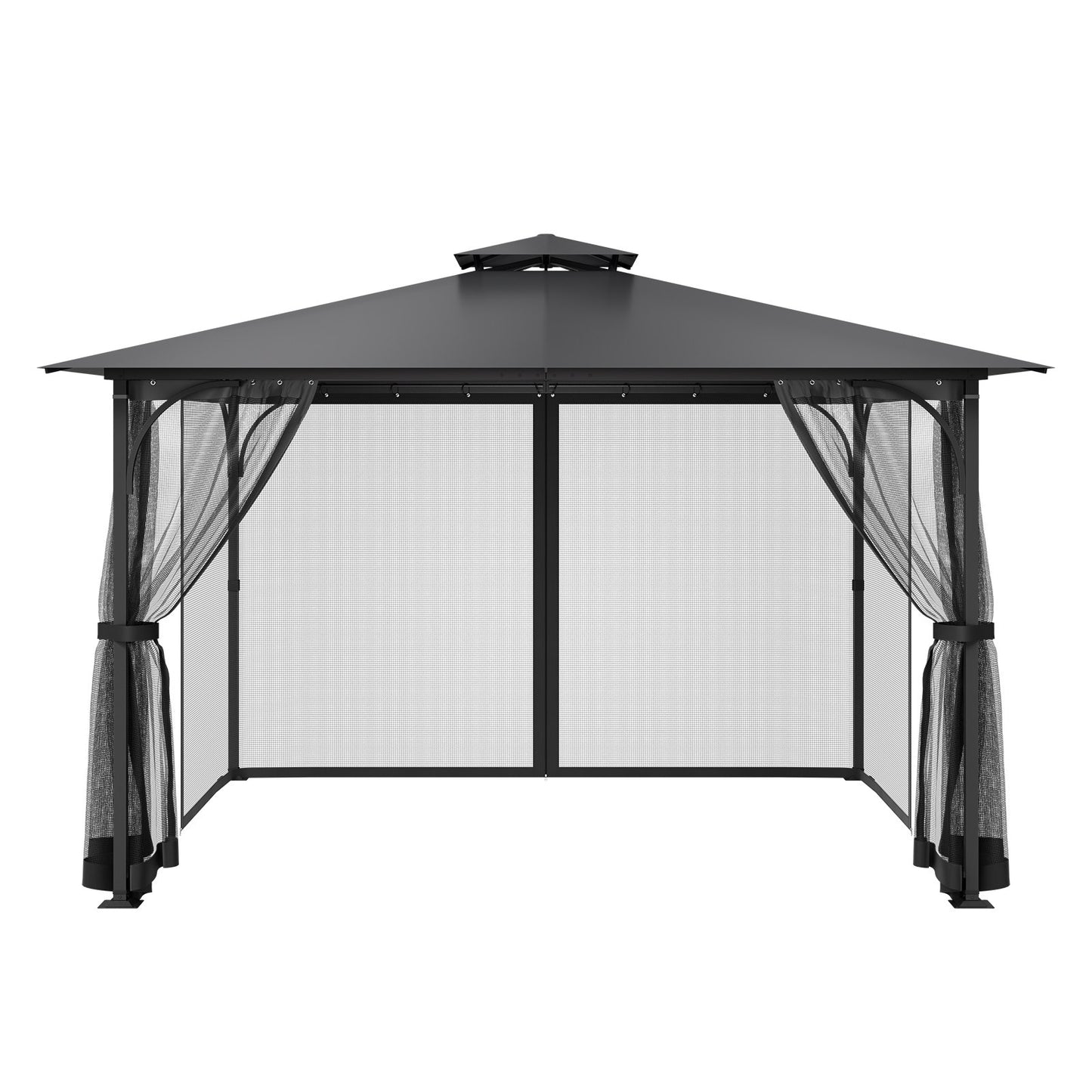 Gazebo Netting Replacement, Fit Most 12 x 12 x 7.5 FT Gazebo Curtain, Outdoor Garden Net, 4-Panel Sidewall Mesh Net, Patio Midge Netting with Double Zipper, Canopy Screen (Netting Only)