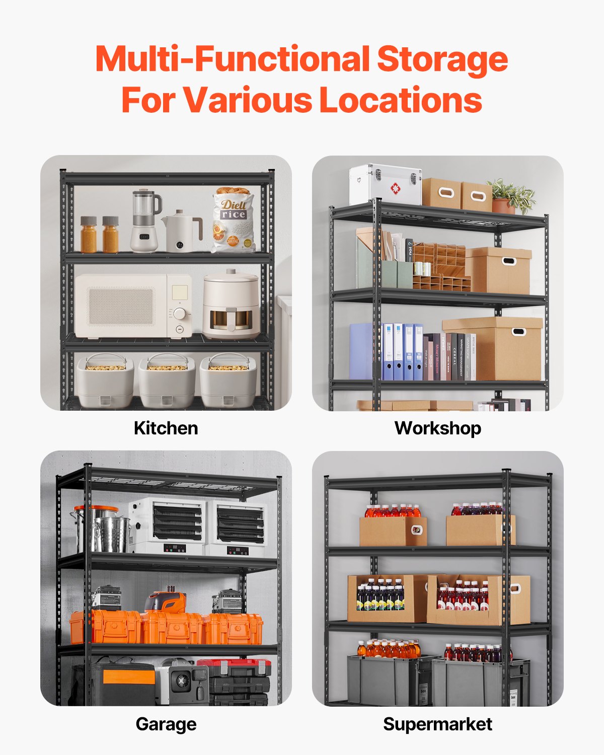 VEVOR Storage Shelves 5 Tier Adjustable Heavy Duty Garage Shelving Unit 1134 kg