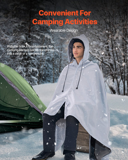 VEVOR Camping Blanket 2 m x 1.5 m Wearable Warm Stadium Blanket Light Grey.