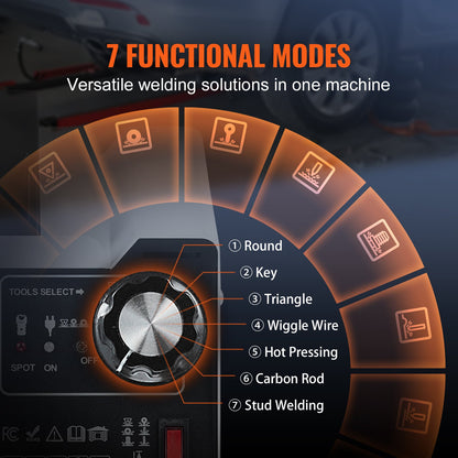 VEVOR Stud Welder Dent Repair Kit Spot Welding Dent Puller Machine with 7 Modes