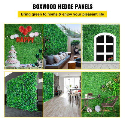VEVOR Artificial Boxwood Panels, 16 PCS 20"x20" Boxwood Hedge Wall Panels, PE Artificial Grass Backdrop Wall 1.6\", Privacy Hedge Screen for Decoration of Outdoor, Indoor, Garden, Fence, and Backyar