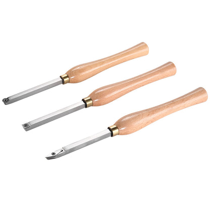 VEVOR Wood Lathe Chisel Set, 3 PCS Woodworking Turning Tools, Includes Square, Round, Diamond Carbide Blades, 20 cm Comfortable Grip Handles, Wood Chisel Set with Wooden Box For Turning Pens or Small