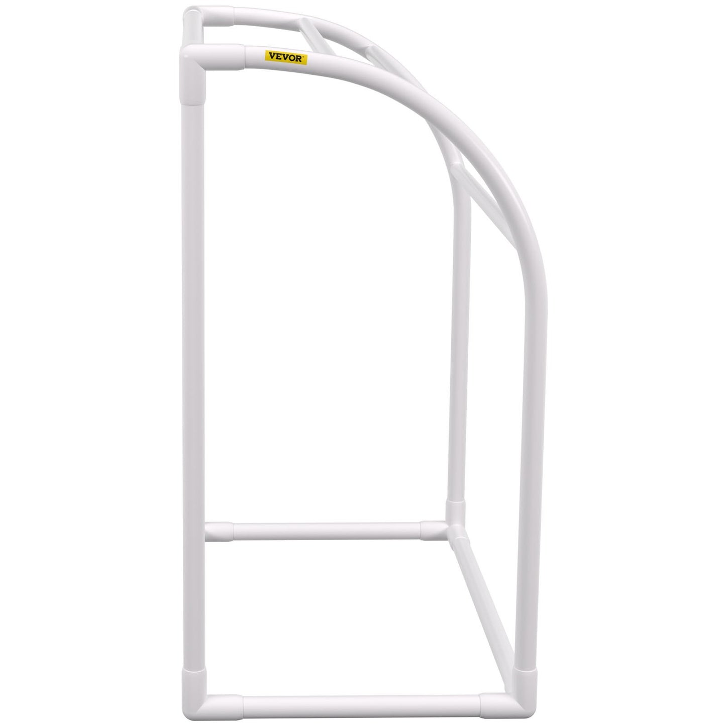 VEVOR Pool Towel Rack, 5 Bar, Milky, Freestanding Outdoor PVC Curved Poolside Storage Organizer, Include 8 Towel Clips, Mesh Bag, Hook, Also Stores Floats and Paddles, for Beach, Swimming Pool, Home