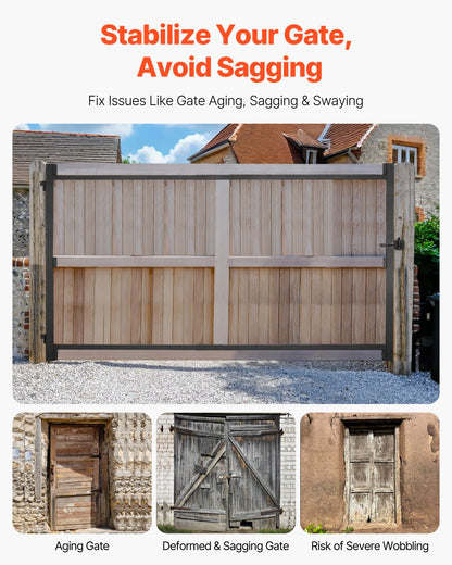 VEVOR Gate Building Kit, Fits 152.4 to 243.8 cm Wide Openings, Up from 182.9 to 213.4 cm High Fence, Adjustable Gate Building Kit, Anti Sag Full Gate Frame Kit with Latch Lock, for Wooden Fence, Iron