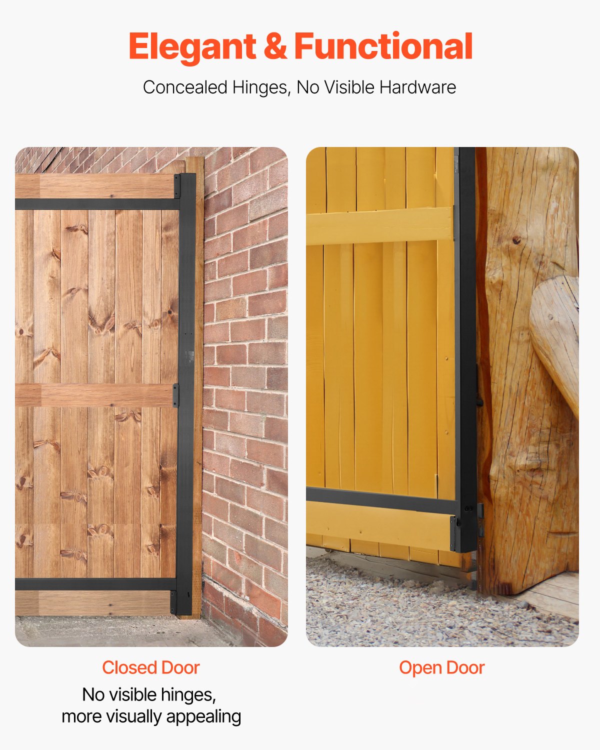 VEVOR Gate Building Kit, Fits 152.4 to 243.8 cm Wide Openings, Up from 182.9 to 213.4 cm High Fence, Adjustable Gate Building Kit, Anti Sag Full Gate Frame Kit with Latch Lock, for Wooden Fence, Iron
