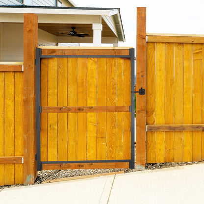 VEVOR Gate Building Kit, Fits 152.4 to 243.8 cm Wide Openings, Up from 182.9 to 213.4 cm High Fence, Adjustable Gate Building Kit, Anti Sag Full Gate Frame Kit with Latch Lock, for Wooden Fence, Iron