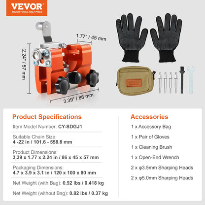 VEVOR Chainsaw Sharpener Hand Crank Chainsaw Chain Sharpener for 4-22" Chain Saw