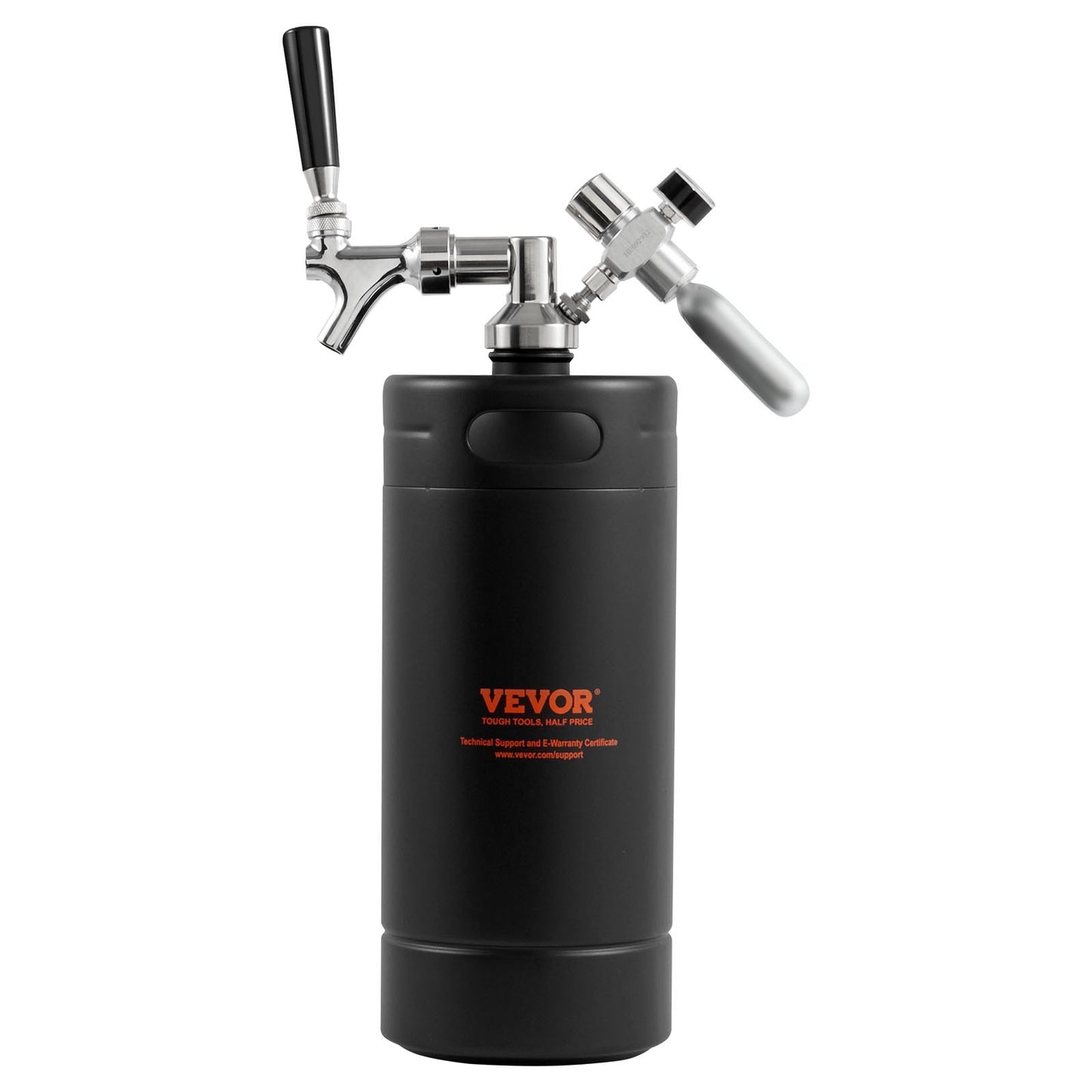 VEVOR Beer Growler Tap System, 4L Mini Keg, 304 Stainless Steel Pressurized Beer Growler, Keg Growler with Pressure Display, CO2 Regulator Faucet, Leak-Proof Ring For Draft, Homebrew, Craft Beer