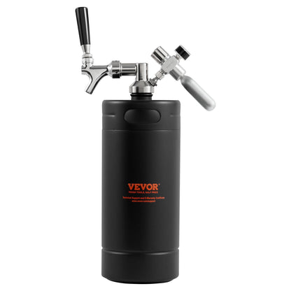 VEVOR Beer Growler Tap System, 4L Mini Keg, 304 Stainless Steel Pressurized Beer Growler, Keg Growler with Pressure Display, CO2 Regulator Faucet, Leak-Proof Ring For Draft, Homebrew, Craft Beer