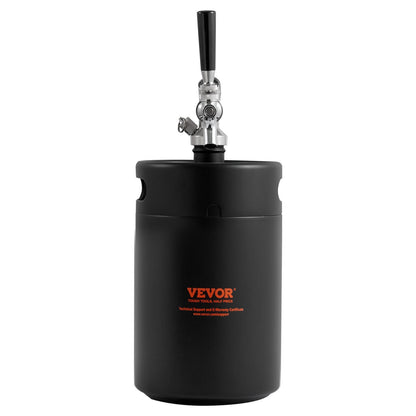VEVOR Beer Growler Tap System, 5L Mini Keg, 304 Stainless Steel Pressurized Beer Growler, Keg Growler with Pressure Display, CO2 Regulator Faucet, Leak-Proof Ring For Draft, Homebrew, Craft Beer