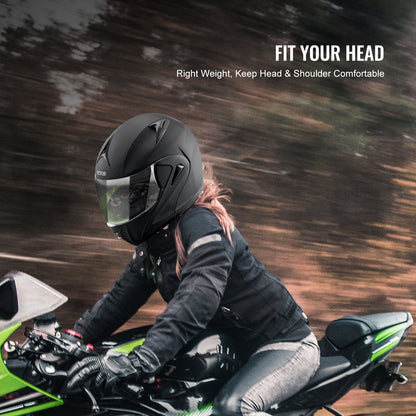 VEVOR Unmasked Motorcycle Helmet Motocross Helmet with Bluetooth Communication