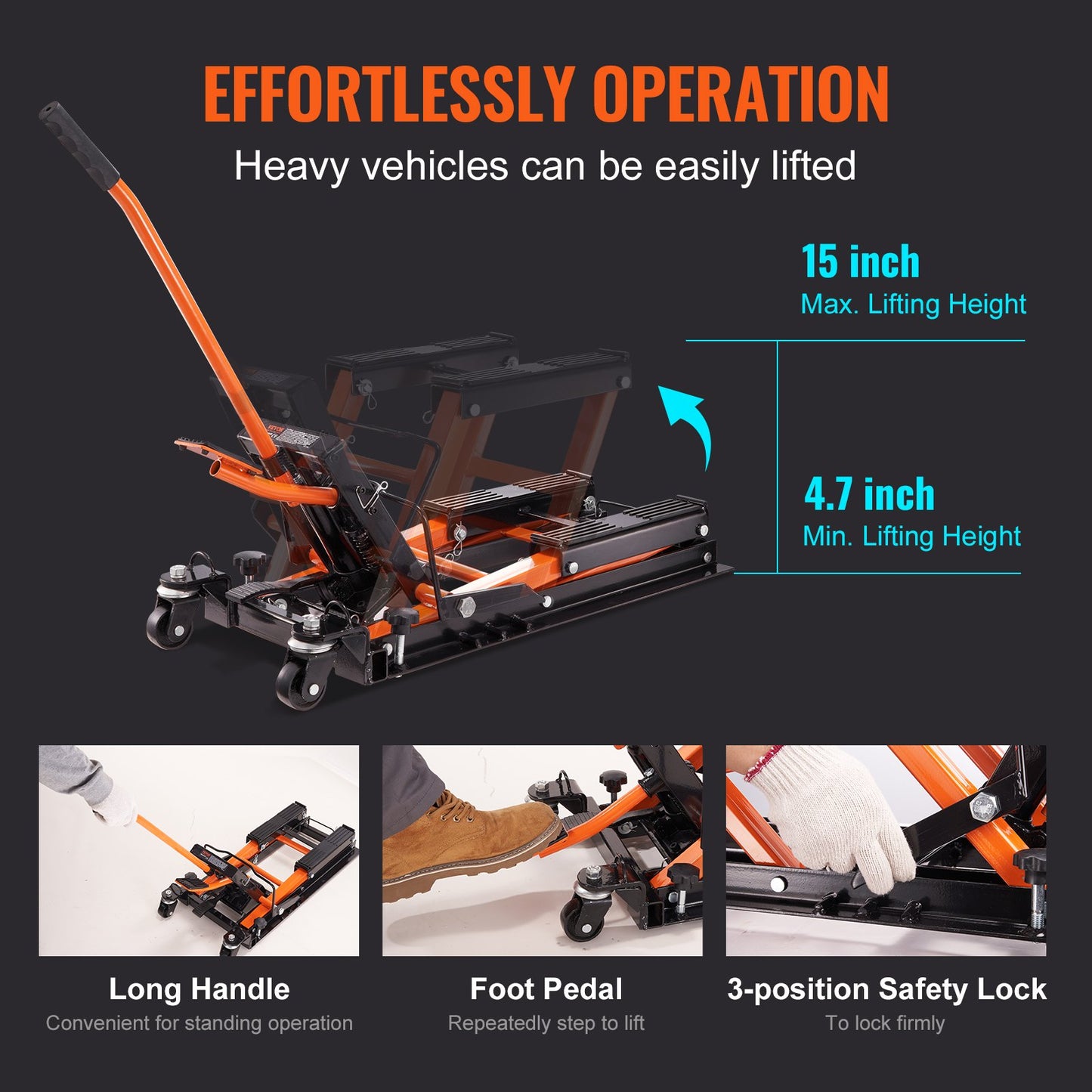 VEVOR Motorcycle Hydraulic Pump Jack 1500 LBS ATV Dirt Bike Stand