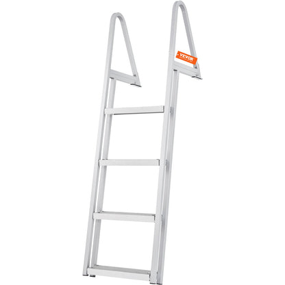 VEVOR Dock Ladder, Removable 4 Steps, 350 lbs Load Capacity, Aluminum Alloy Pontoon Boat Ladder with 4'' Wide Step & Nonslip Mat, Easy to Install for Ship/Lake/Pool/Marine Boarding