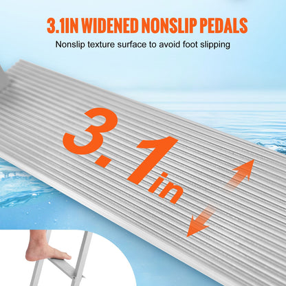 VEVOR Dock Ladder, Removable 3 Steps, 227 kg Load Capacity, Aluminum Alloy Pontoon Boat Ladder with 7.9 cm Wide Step & Nonslip Rubber Mat, Easy to Install for Ship/Lake/Pool/Marine Boarding