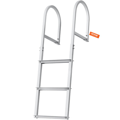 VEVOR Dock Ladder, Removable 3 Steps, 227 kg Load Capacity, Aluminum Alloy Pontoon Boat Ladder with 7.9 cm Wide Step & Nonslip Rubber Mat, Easy to Install for Ship/Lake/Pool/Marine Boarding
