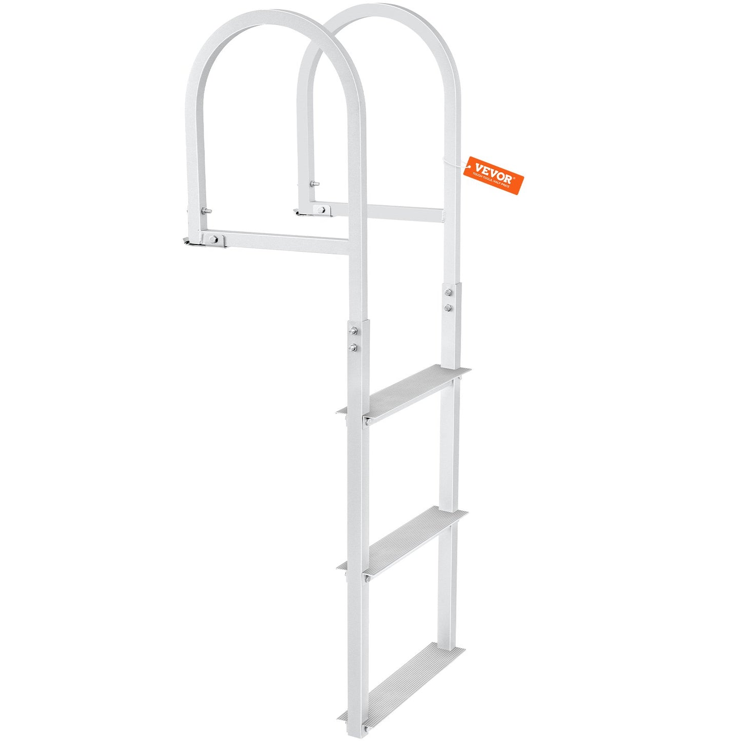 VEVOR Dock Ladder, Removable 3 Steps, 227 kg Load Capacity, Aluminum Alloy Pontoon Boat Ladder with 7.9 cm Wide Step & Nonslip Rubber Mat, Easy to Install for Ship/Lake/Pool/Marine Boarding