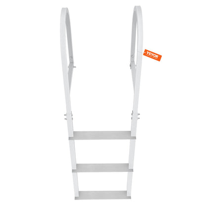 VEVOR Dock Ladder, Removable 3 Steps, 227 kg Load Capacity, Aluminum Alloy Pontoon Boat Ladder with 7.9 cm Wide Step & Nonslip Rubber Mat, Easy to Install for Ship/Lake/Pool/Marine Boarding