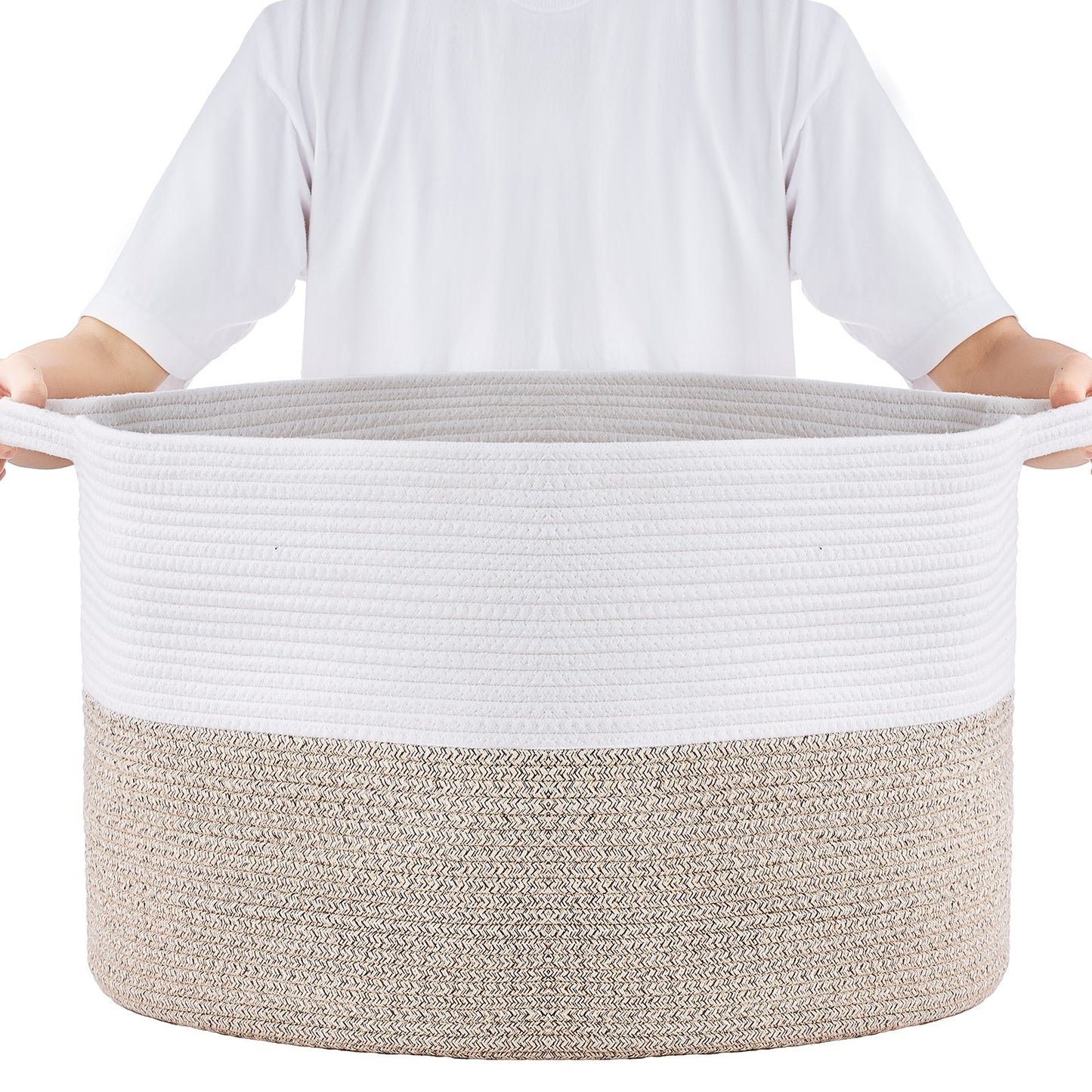 VEVOR Cotton Rope Storage Basket 87L Woven Blanket Basket 20 x 20 x 14 in