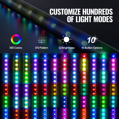 VEVOR 2 PCS 3 FT Whip Light, APP & RF Remote Control Led Whip Light, Waterproof RGB Chasing Lighted Whips with 4 Flags, for UTVs, ATVs, Motorcycles, RZR, Can-am, Trucks, Off-road, Go-karts