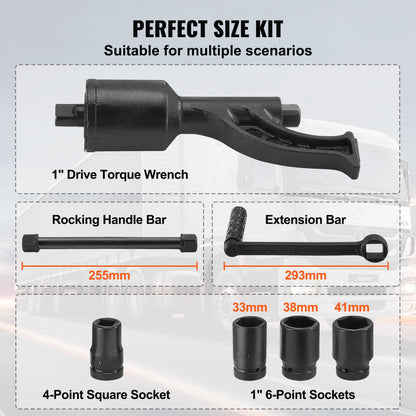 VEVOR Torque Multiplier, Heavy Duty Torque Multiplier Wrench Set, 1 Inch Drive Lug Nut Wrench Torque Multiplier, 1:64 6800N.m Lug Nut Remover, with 4 Sockets and Storage Case for Truck Trailer RV