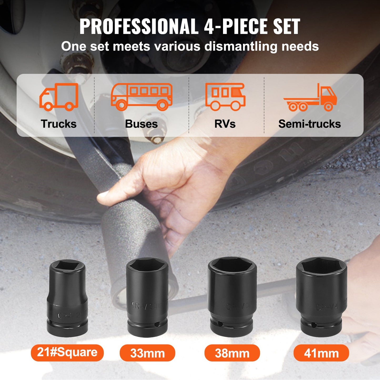 VEVOR Torque Multiplier, Heavy Duty Torque Multiplier Wrench Set, 1 Inch Drive Lug Nut Wrench Torque Multiplier, 1:64 6800N.m Lug Nut Remover, with 4 Sockets and Storage Case for Truck Trailer RV
