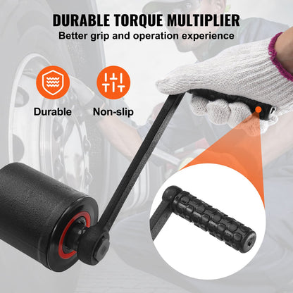 VEVOR Torque Multiplier, Heavy Duty Torque Multiplier Wrench Set, 1 Inch Drive Lug Nut Wrench Torque Multiplier, 1:64 6800N.m Lug Nut Remover, with 4 Sockets and Storage Case for Truck Trailer RV