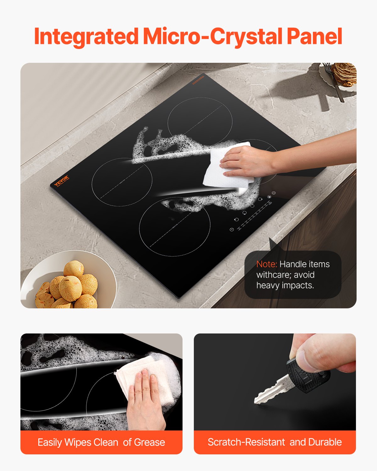 VEVOR 6000W 4 Burner Induction Cooktop Electric Countertop Burner Touch Control