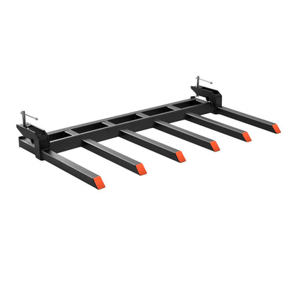 VEVOR Clamp on Debris Forks to 1500 mm Bucket, 2000 kg Capacity Heavy Duty Clamp on Pallet Forks Bucket, Fit for Loader Bucket Skidsteer Tractor to Clean up Fallen Limbs Debris or Yard Wwaste