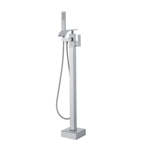 VEVOR Freestanding Bathtub Faucet, Floor Mount, Freestanding Tub Filler, Shower Mixer Taps, Two Water Modes, Swivel Spout, for Bathing & Showering Pet Bathing Cleaning Drains Toilet Flushing