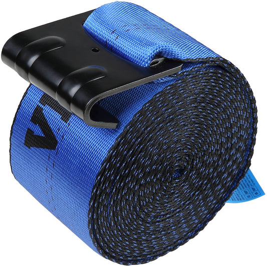 VEVOR Winch Straps, 10.2 cm x 9.1 m, 2.7T Load Capacity, 8.2T Breaking Strength, Truck Straps with Flat Hook, Flatbed Tie Downs Cargo Control for Trailers, Farms, Rescues, Tree Saver, Blue (10 Pack)