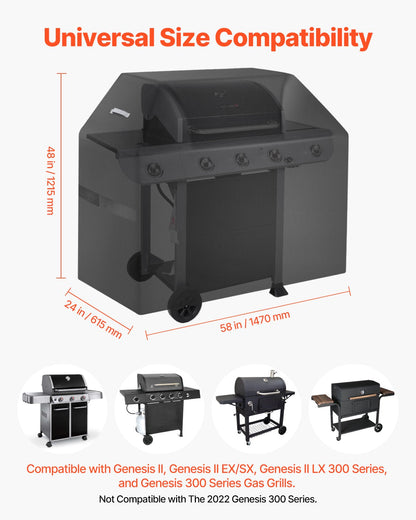 VEVOR 58 inch Grill Cover Heavy Duty BBQ Gas Grill Cover Outdoor Waterproof